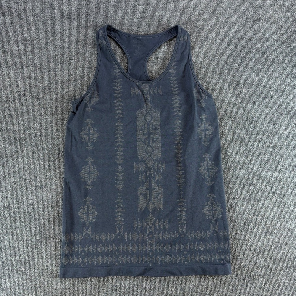 Kyodan Womens Seamless Racerback Tank Top Built-in Bra Geometric Grey Small Yoga